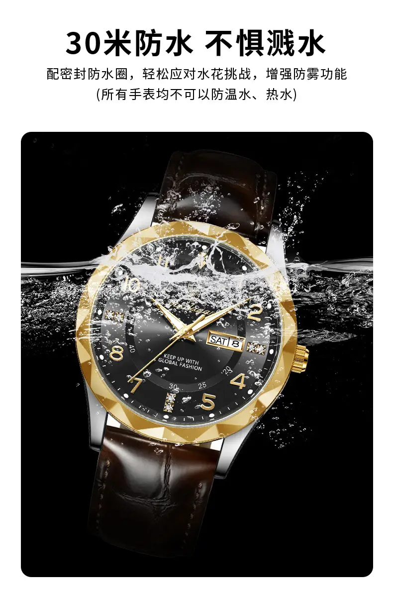 Men's Swiss Quartz Watch with Leather Belt & Live Display — feature 11