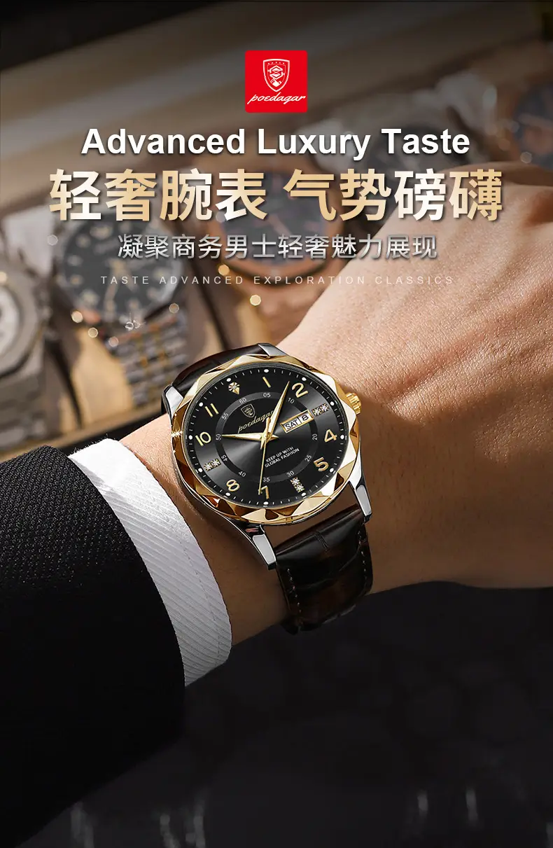 Men's Swiss Quartz Watch with Leather Belt & Live Display — feature 5