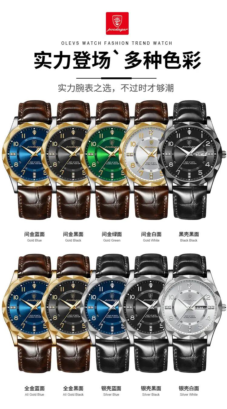 Men's Swiss Quartz Watch with Leather Belt & Live Display — feature 9