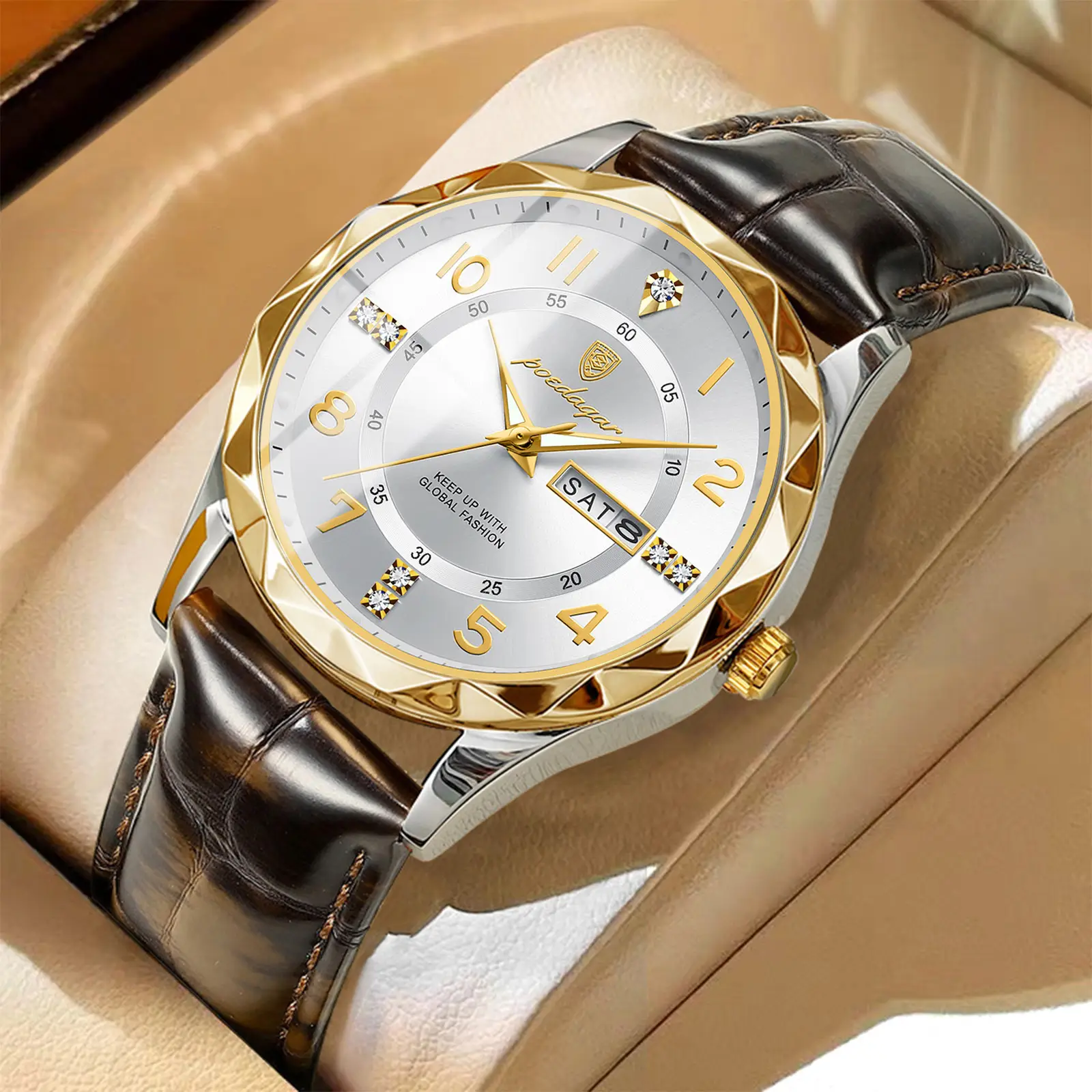 Men's Swiss Quartz Watch with Leather Belt & Live Display - Image 3
