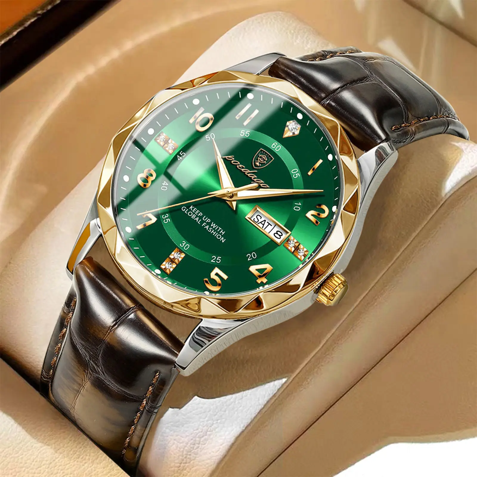 Men's Swiss Quartz Watch with Leather Belt & Live Display - Image 4