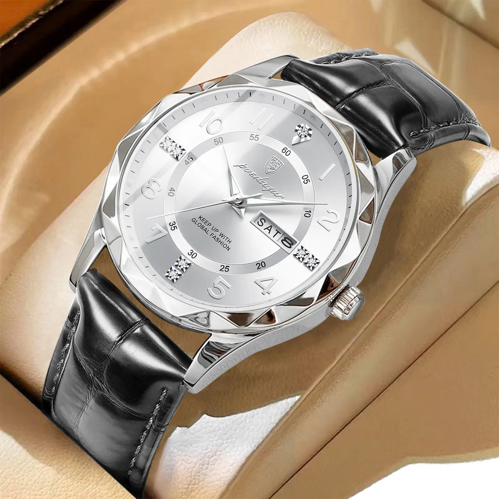 Men's Swiss Quartz Watch with Leather Belt & Live Display - Image 7