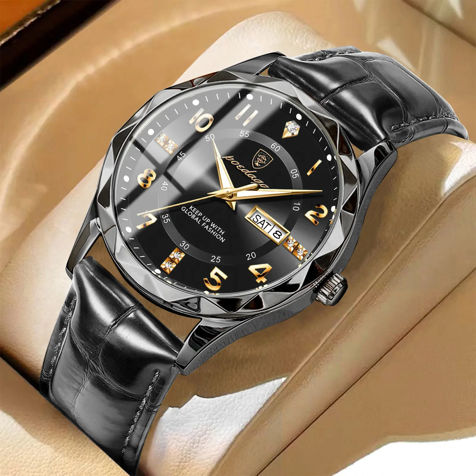 Men's Swiss Quartz Watch with Leather Belt & Live Display - Image 8