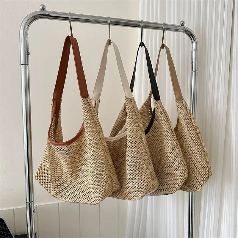 Women Straw Handbag Set 2025 Trendy Retro Large Capacity - Image 6
