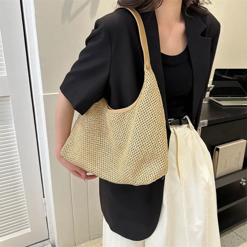 Women Straw Handbag Set 2025 Trendy Retro Large Capacity - Image 7