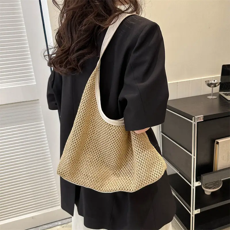 Women Straw Handbag Set 2025 Trendy Retro Large Capacity - Image 8
