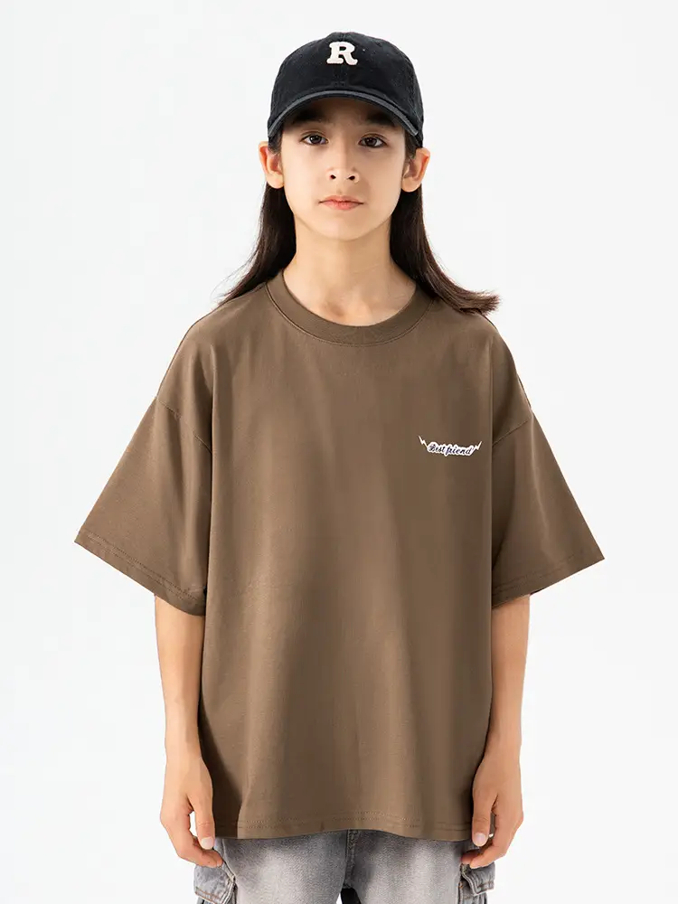 Kids Green Letter T-Shirt Loose Fit Summer Wear