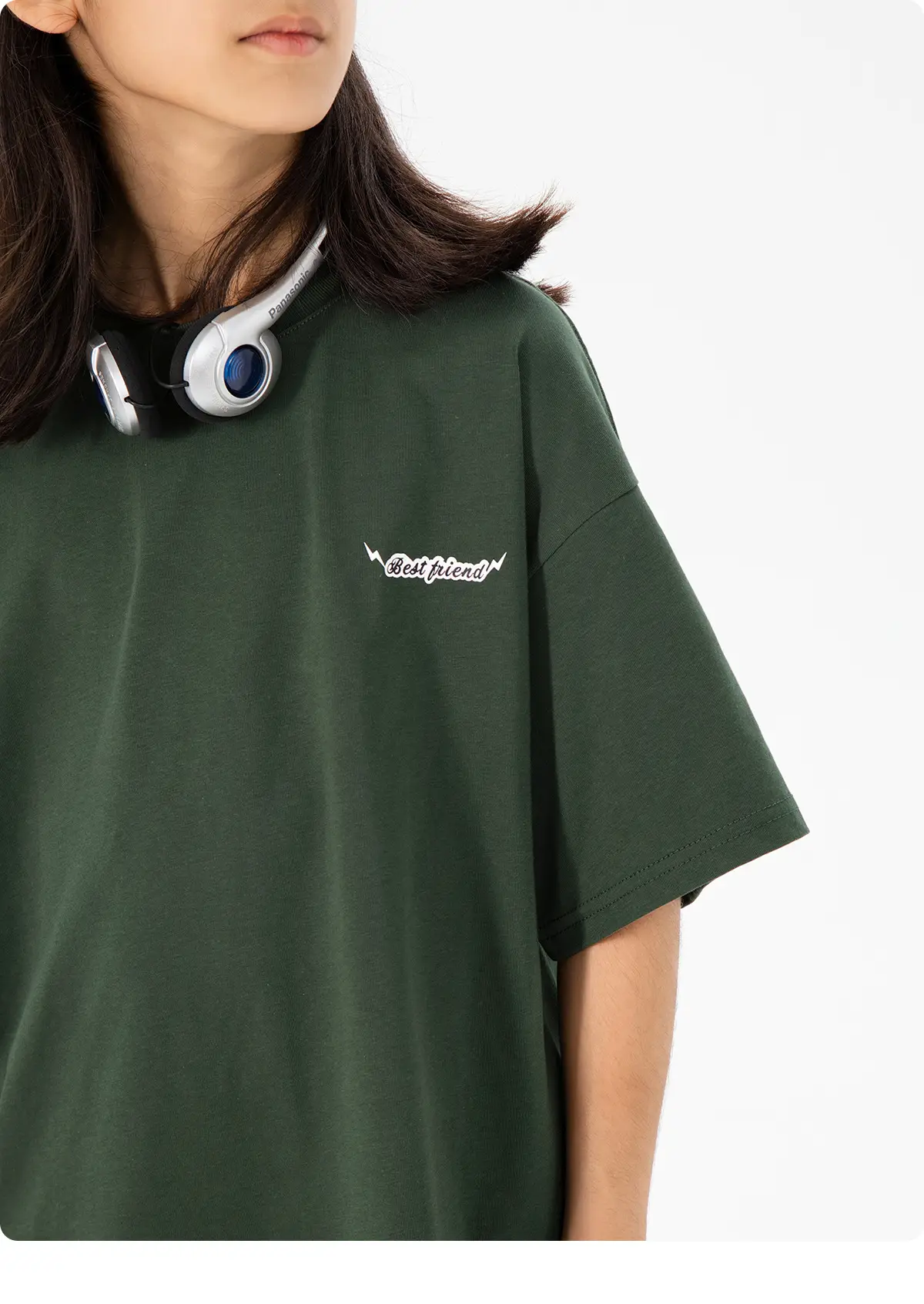 Kids Green Letter T-Shirt Loose Fit Summer Wear — feature 19