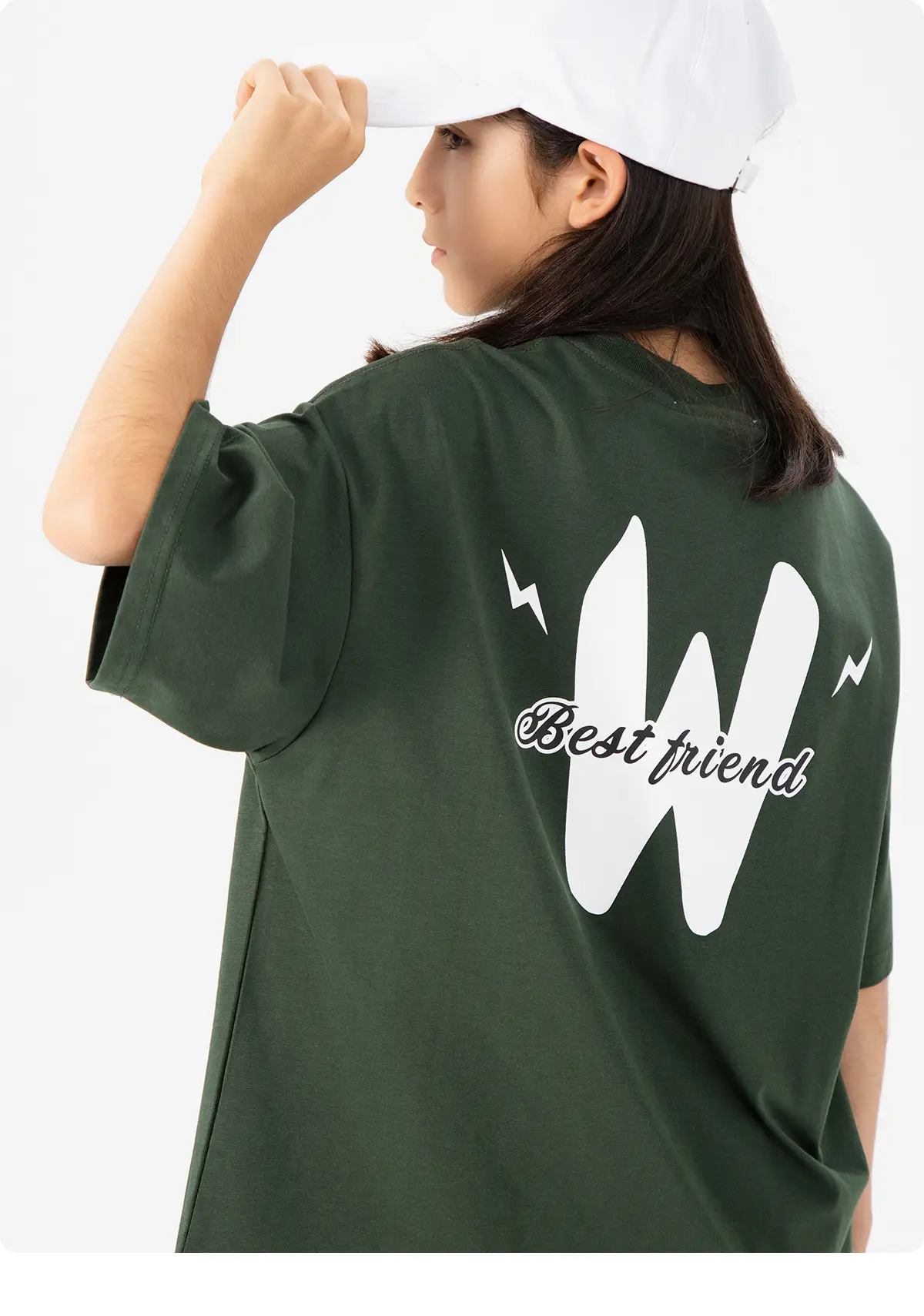 Kids Green Letter T-Shirt Loose Fit Summer Wear — feature 20