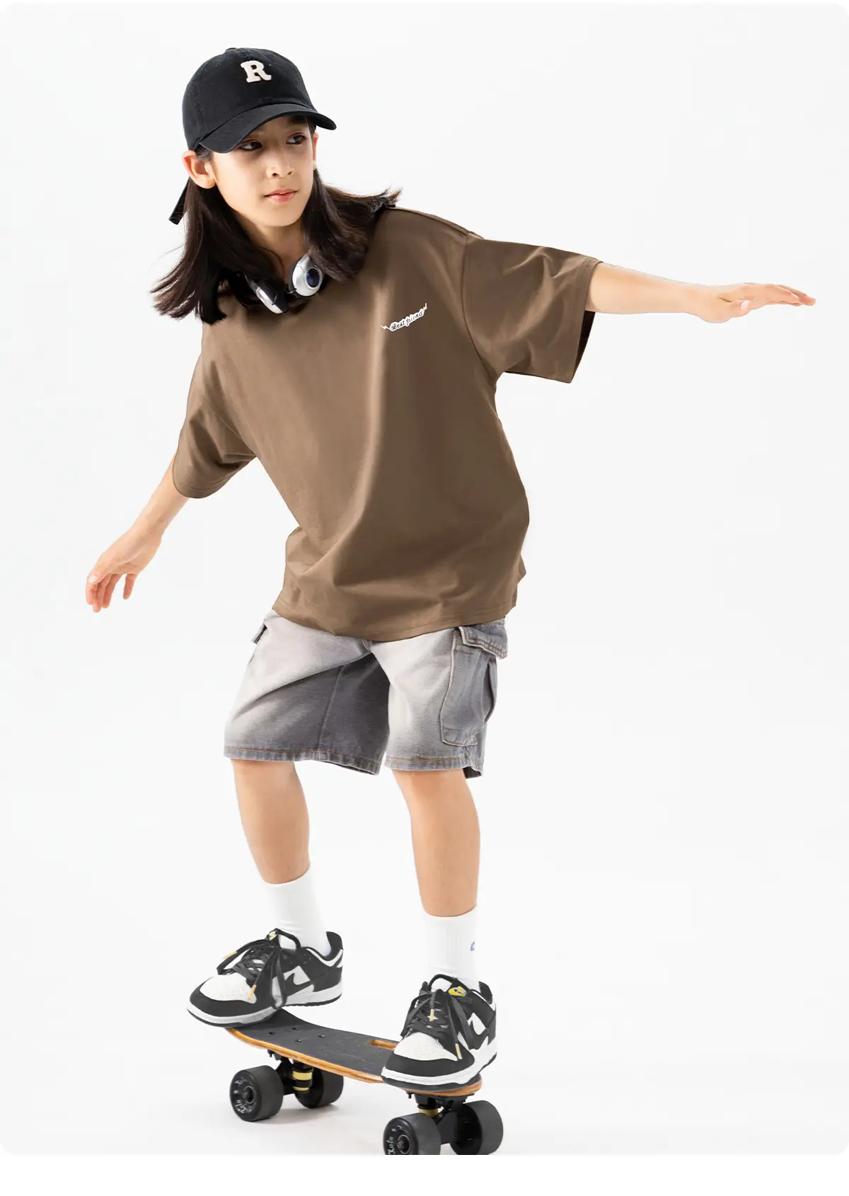 Kids Green Letter T-Shirt Loose Fit Summer Wear — feature 21
