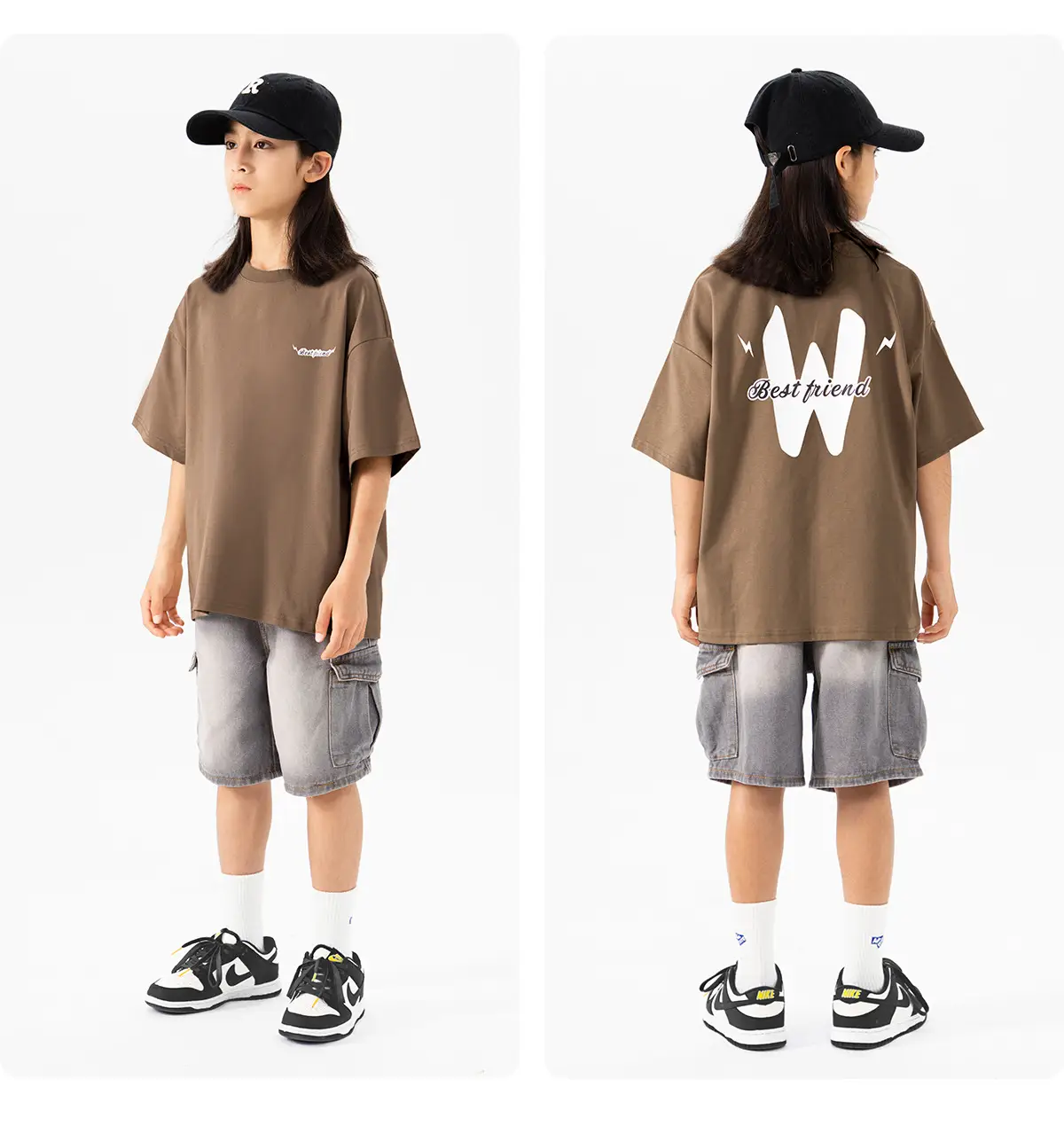 Kids Green Letter T-Shirt Loose Fit Summer Wear — feature 23