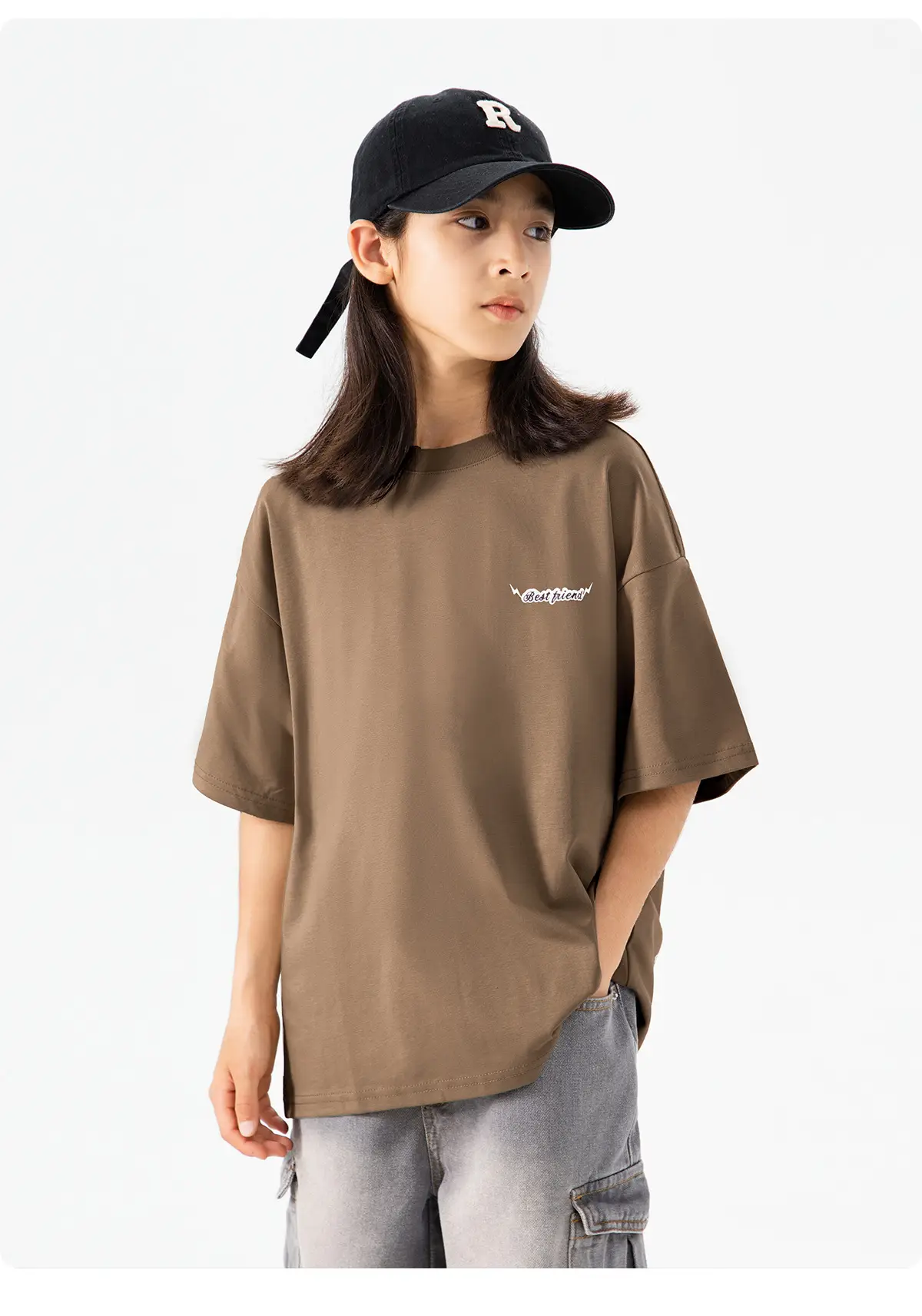 Kids Green Letter T-Shirt Loose Fit Summer Wear — feature 24