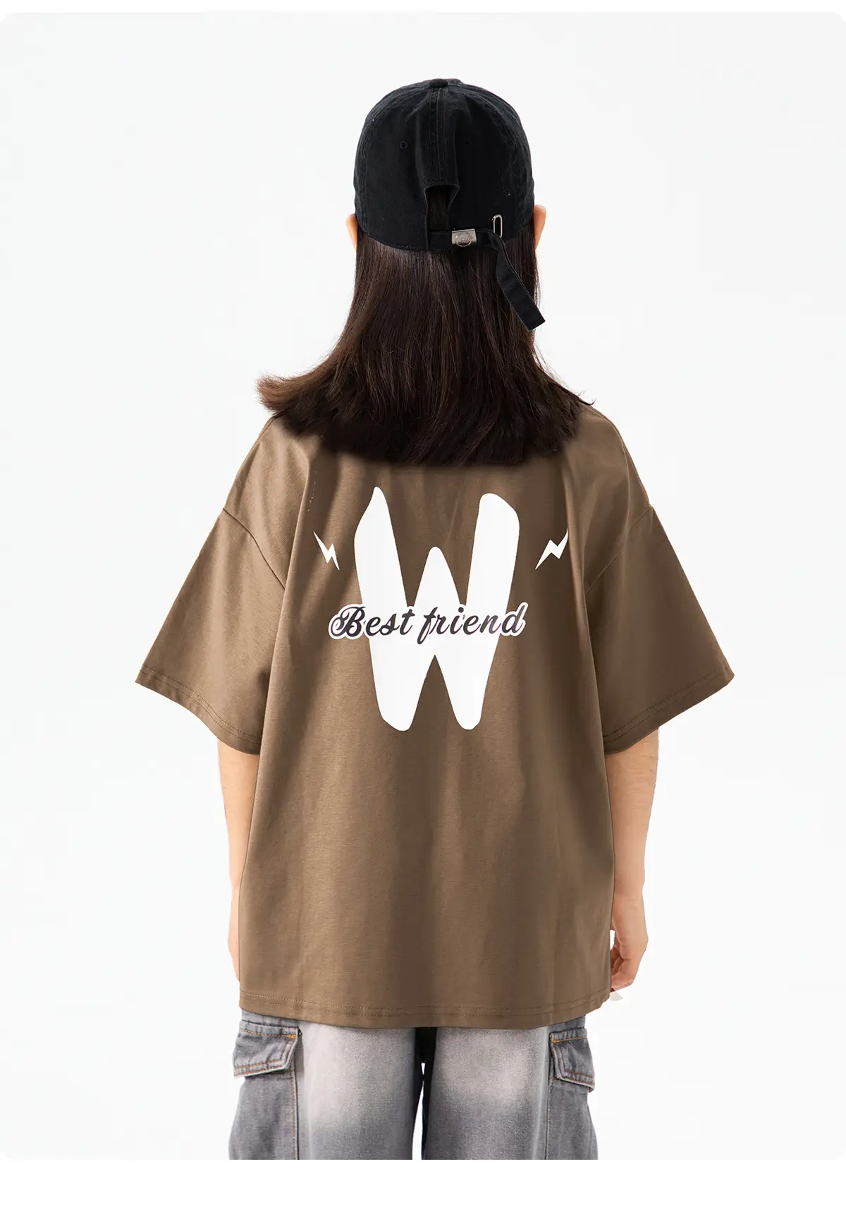 Kids Green Letter T-Shirt Loose Fit Summer Wear — feature 25