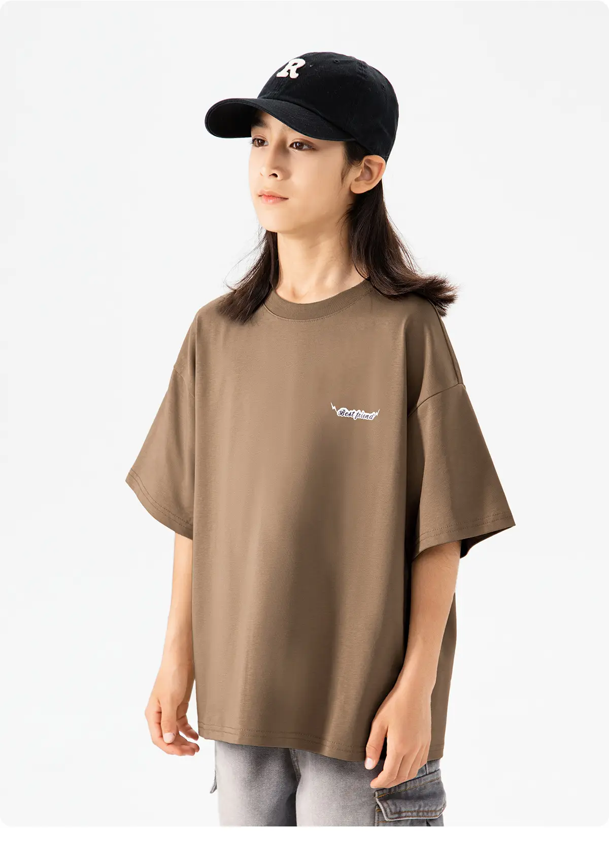 Kids Green Letter T-Shirt Loose Fit Summer Wear — feature 26