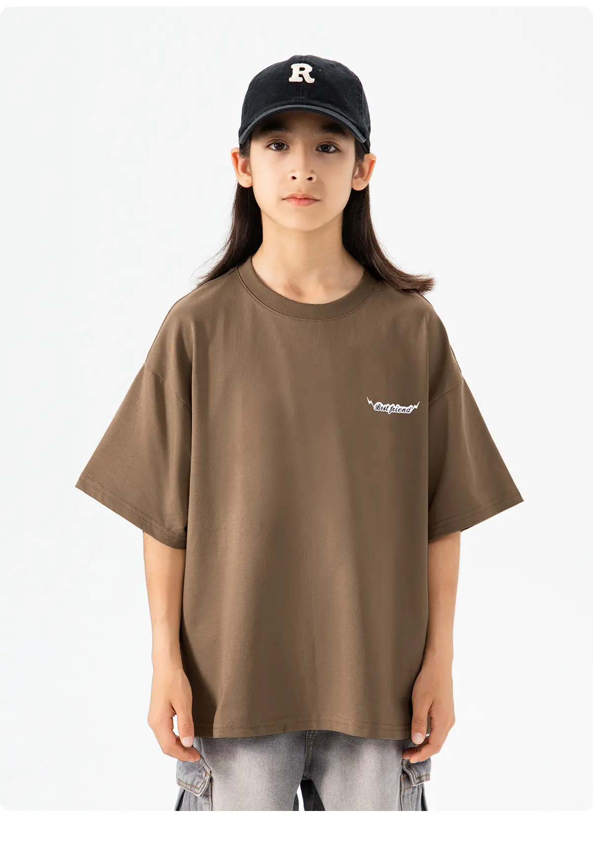 Kids Green Letter T-Shirt Loose Fit Summer Wear — feature 27