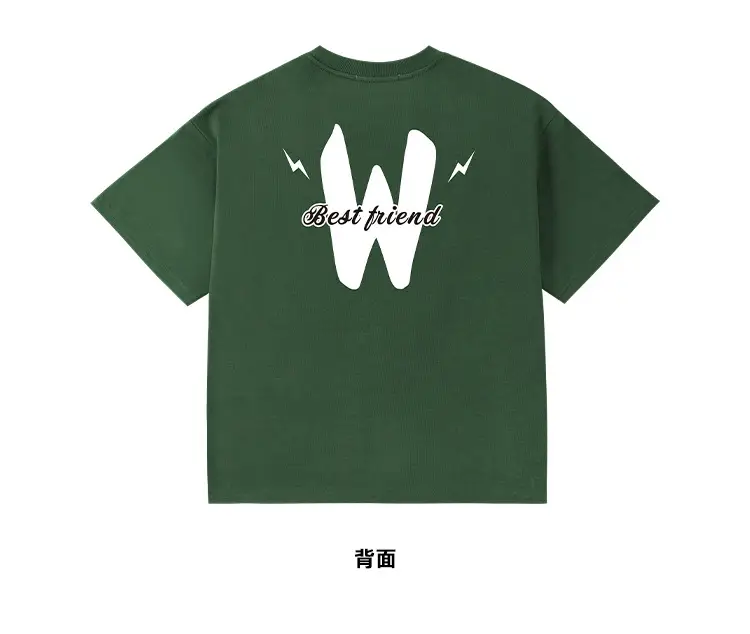 Kids Green Letter T-Shirt Loose Fit Summer Wear — feature 29