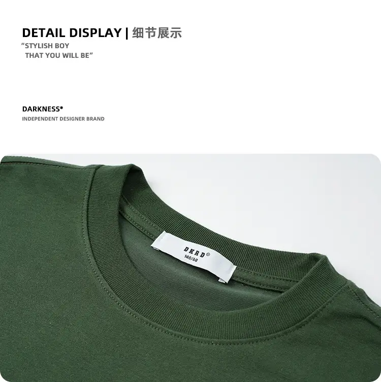 Kids Green Letter T-Shirt Loose Fit Summer Wear — feature 32
