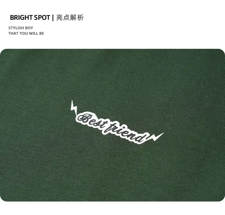 Kids Green Letter T-Shirt Loose Fit Summer Wear — feature 6