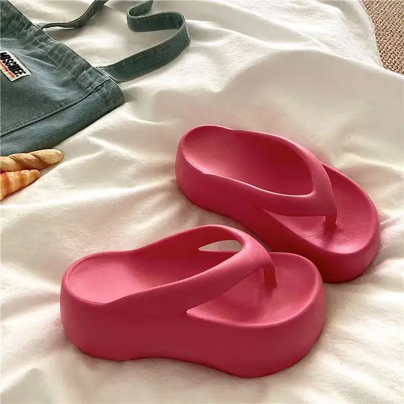 High-Looking Eva Thick-Soled Flip-Flops to Increase the Height of Summer Outer Wear for Women, Breathable Sandals and Slippers, Non-Slip, Anti-Odor and Wear-Resistant