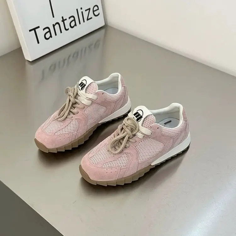 Women's Light Blue Mesh Lace-Up Sneakers 2024 - Image 7