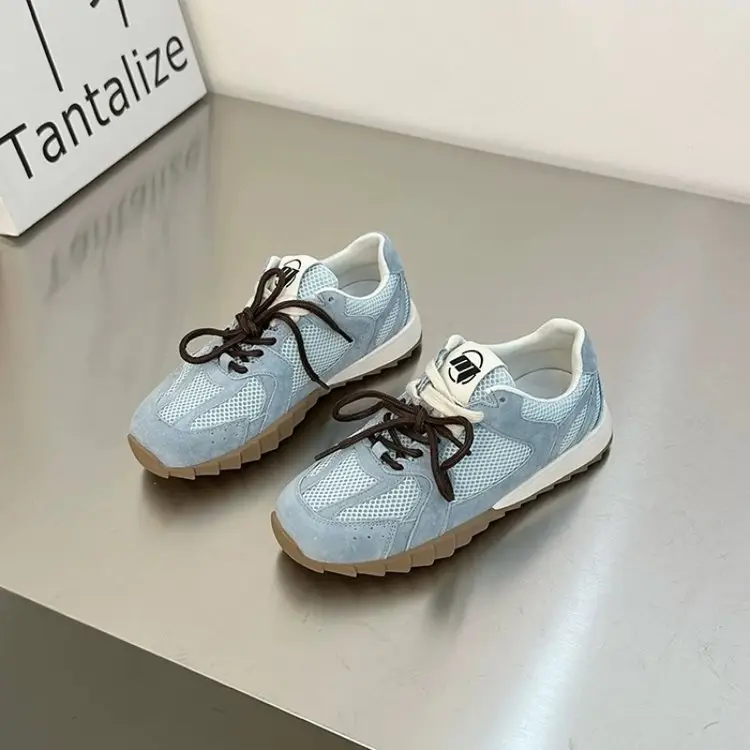 Women's Light Blue Mesh Lace-Up Sneakers 2024 — feature 10