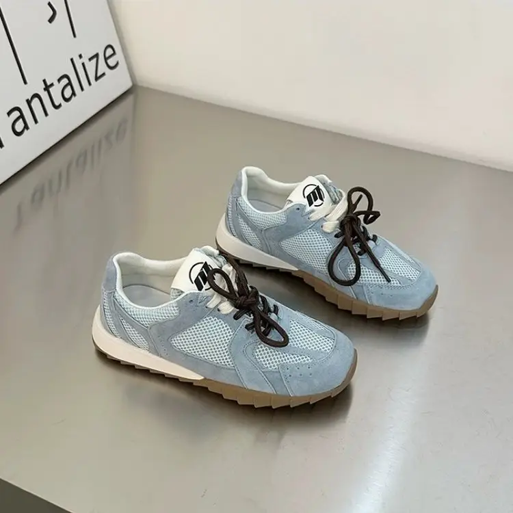 Women's Light Blue Mesh Lace-Up Sneakers 2024 — feature 13