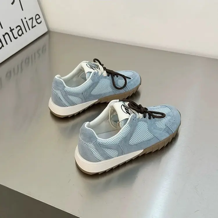 Women's Light Blue Mesh Lace-Up Sneakers 2024 — feature 3