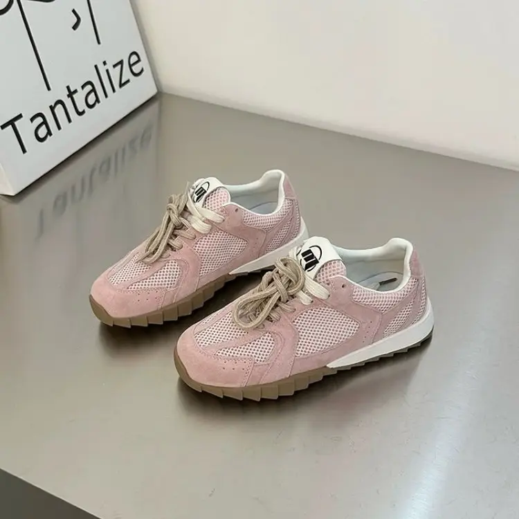Women's Light Blue Mesh Lace-Up Sneakers 2024 - Image 2