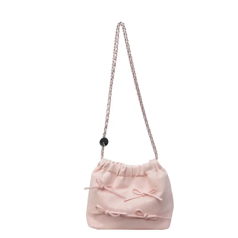 Black Chain Bow PU Shoulder Bag for Women - Image 10