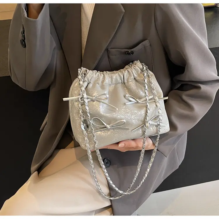 Black Chain Bow PU Shoulder Bag for Women — feature 41