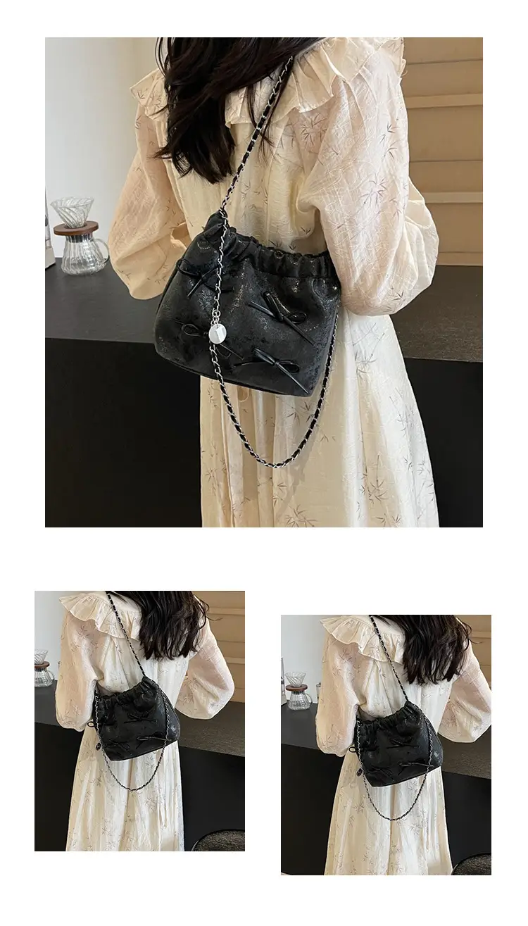 Black Chain Bow PU Shoulder Bag for Women — feature 9