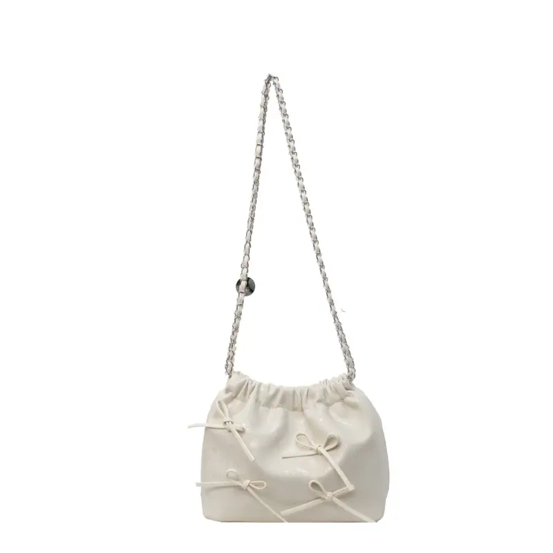Black Chain Bow PU Shoulder Bag for Women - Image 2