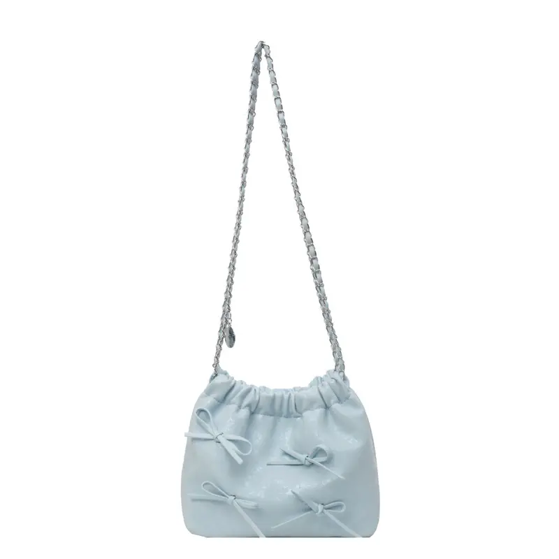 Black Chain Bow PU Shoulder Bag for Women - Image 3