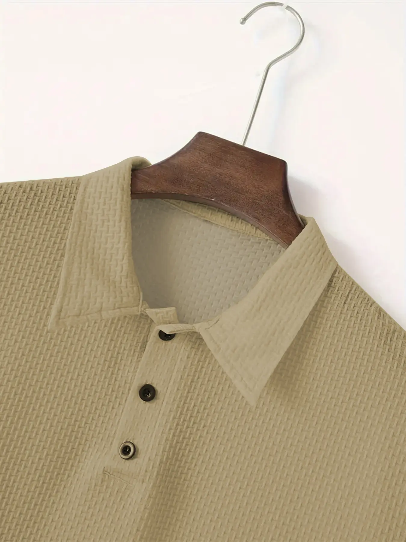 Men Black Polo Shirt Short Sleeve Lapel Button — feature 13