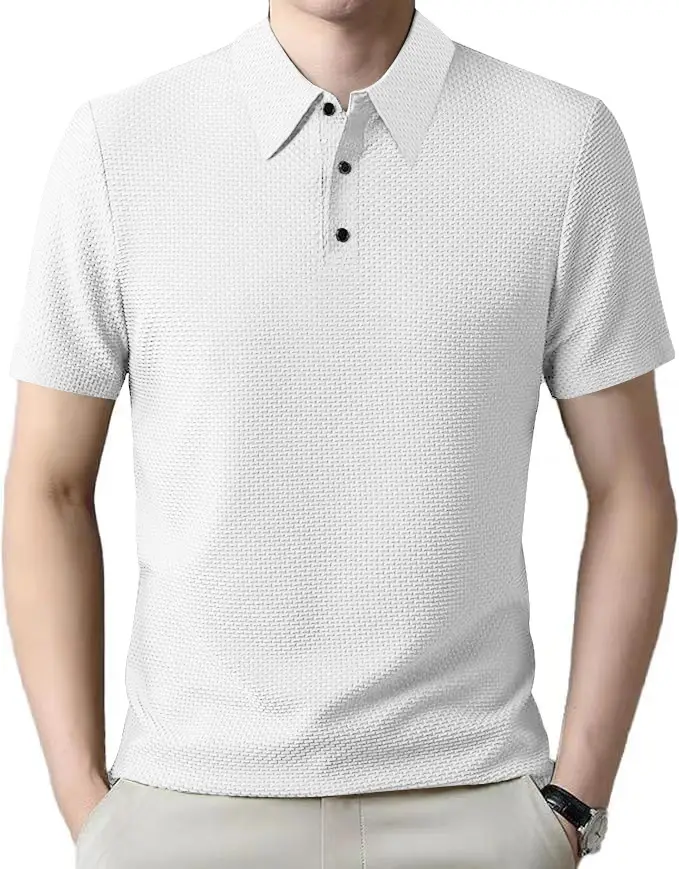 Men Black Polo Shirt Short Sleeve Lapel Button — feature 15