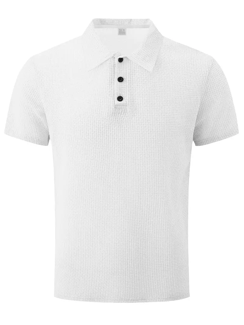 Men Black Polo Shirt Short Sleeve Lapel Button — feature 17