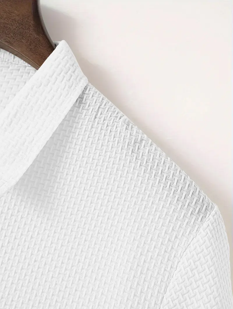 Men Black Polo Shirt Short Sleeve Lapel Button — feature 18