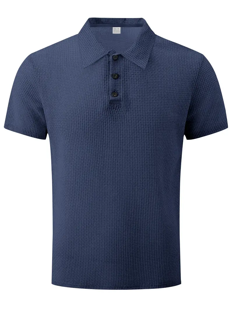 Men Black Polo Shirt Short Sleeve Lapel Button — feature 24