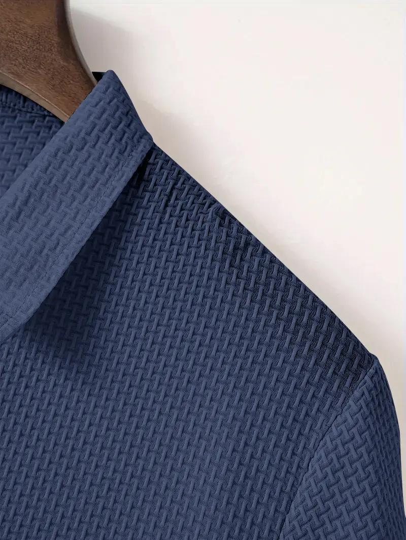Men Black Polo Shirt Short Sleeve Lapel Button — feature 25