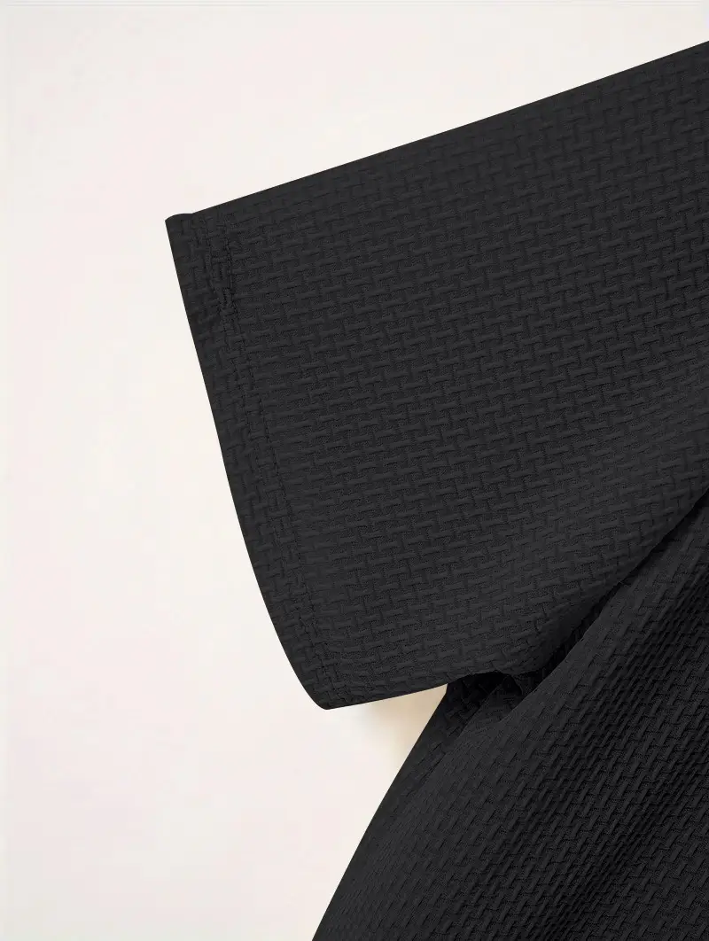 Men Black Polo Shirt Short Sleeve Lapel Button — feature 29