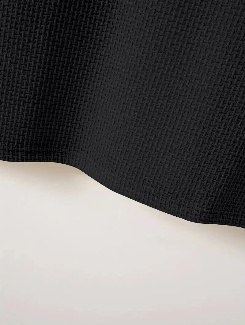 Men Black Polo Shirt Short Sleeve Lapel Button — feature 30