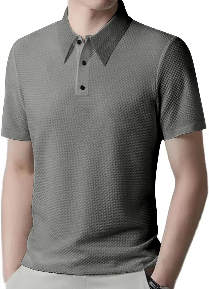 Men Black Polo Shirt Short Sleeve Lapel Button — feature 33