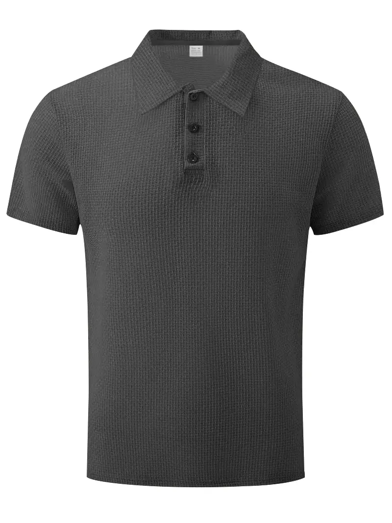 Men Black Polo Shirt Short Sleeve Lapel Button — feature 37