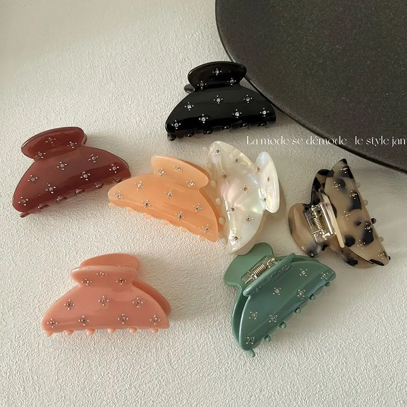 French Light Luxury Semi-Round Diamond-Encrusted Hair Clips - Image 9