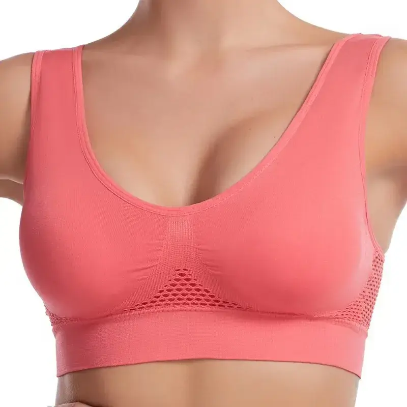 White Grid Hollow Sports Bra for Plus Size Yoga Running