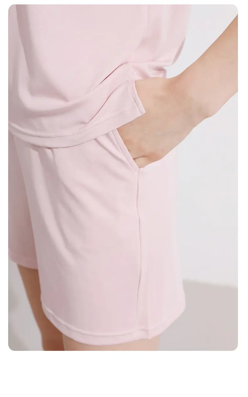 Summer Thin Women's 80S Lenzing Modal Home Clothes Round Neck Loose Short-Sleeved Shorts Antibacterial Suit — feature 31