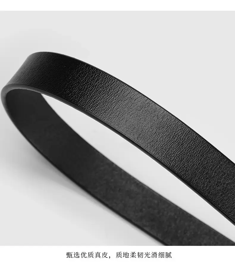 Women's Black Leather Belt with Silver Buckle — feature 6