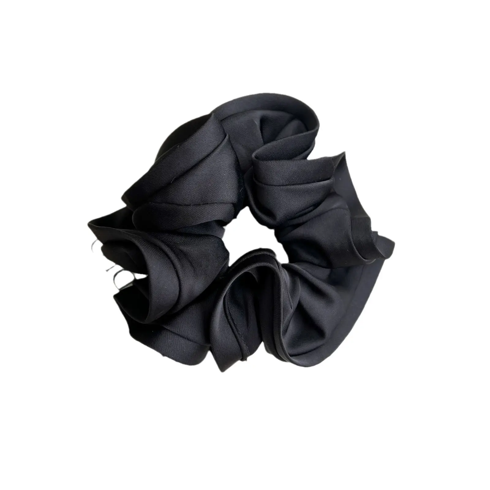 Black Satin French Hair Ring for Women