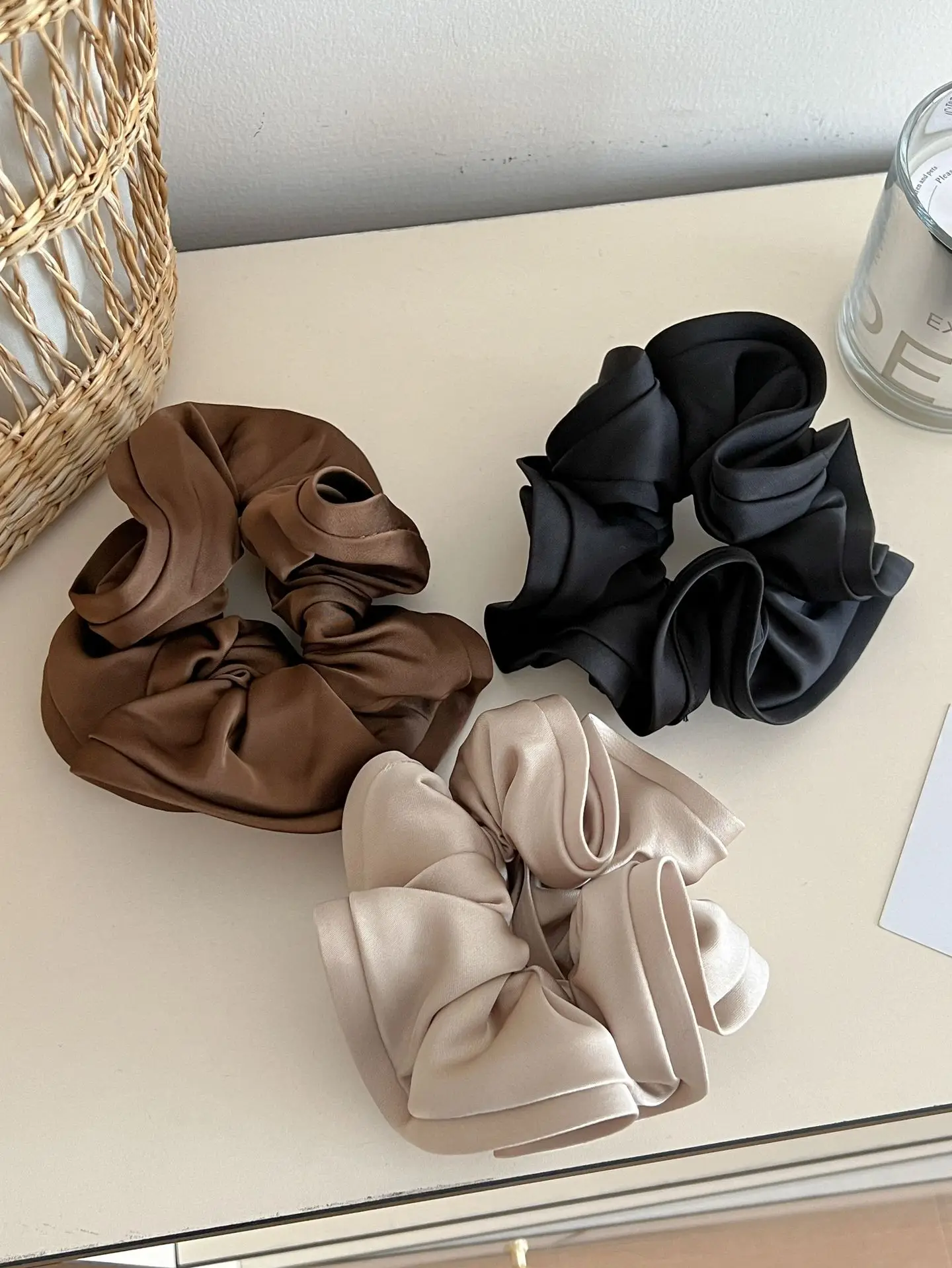 Black Satin French Hair Ring for Women — feature 10