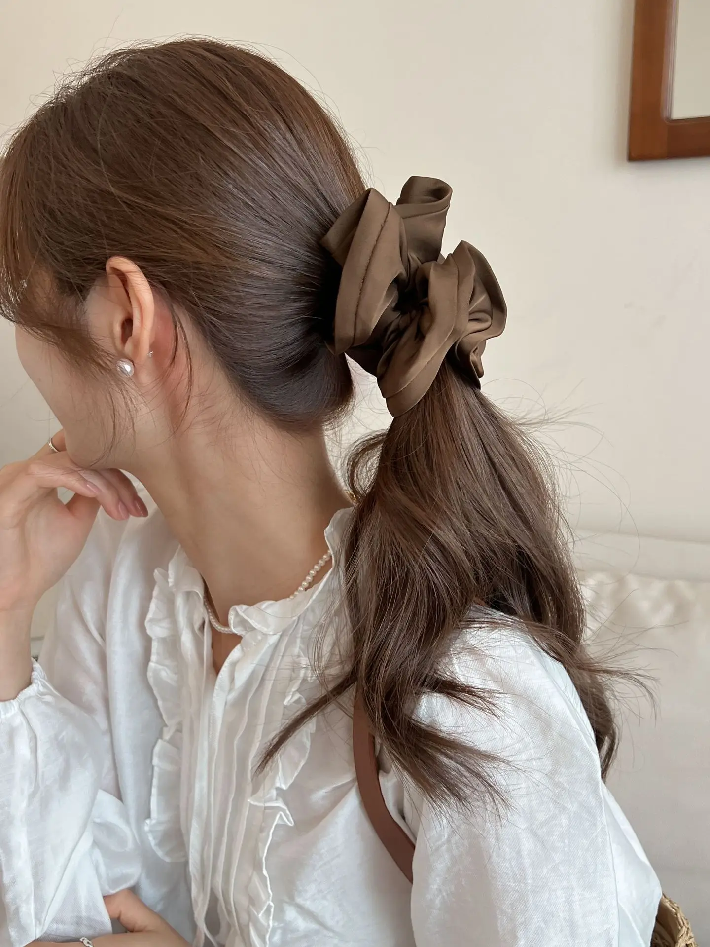 Black Satin French Hair Ring for Women — feature 19